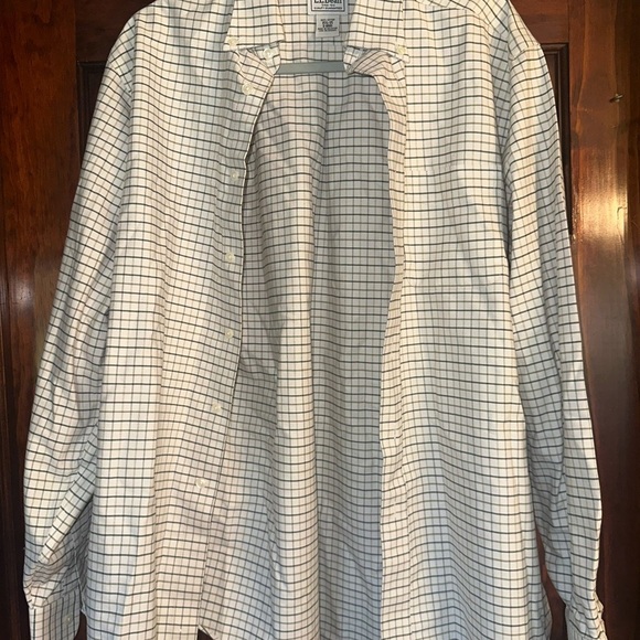 L.L. Bean Men's White and Black Checkered Shirt - Picture 2 of 5